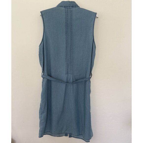 Bandolino Sleeveless Chambray Button-Front Dress With Belt - Picture 3 of 5